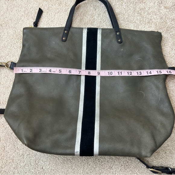 Kempton & Co Grayish Green Black Silver Slouchy Leather Bag Gold Hardware - Picture 2 of 13